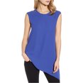 thumbnail image 1 of Anne Klein Womens Asymmetrical Hem Pullover Blouse, Blue, 4, 1 of 1
