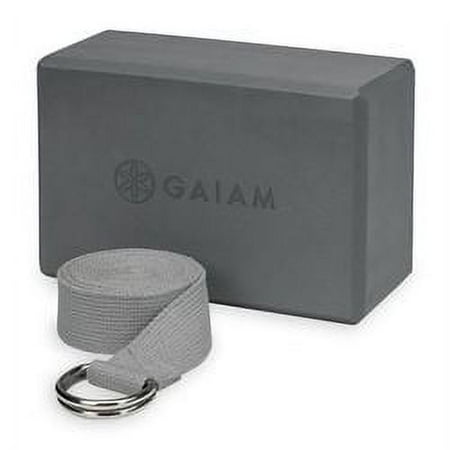 UPC: 0018713623331 | Gaiam Yoga Strap & Block Combo Grey