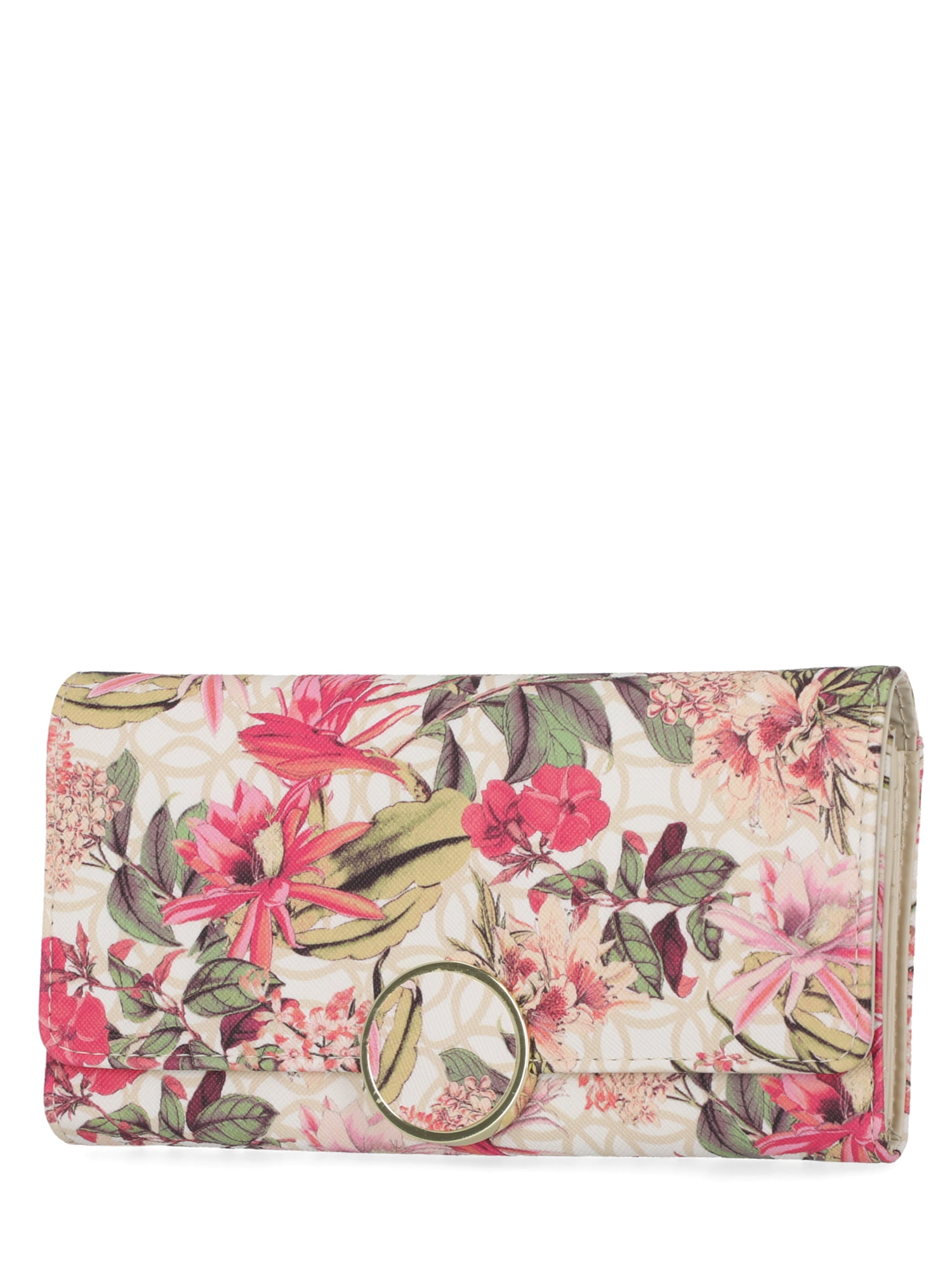 Time and Tru Women's Piper File Master Clutch Wallet Vinyl Floral Status Print
