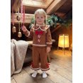 thumbnail image 6 of RUINIXCW Toddler Baby Girl Christmas Gingerbread Outfit Infant Girl Fall Winter Warm Clothes Plush Peter Pan Collar Long Sleeve Shirt Tops Pants Set, 6 of 10