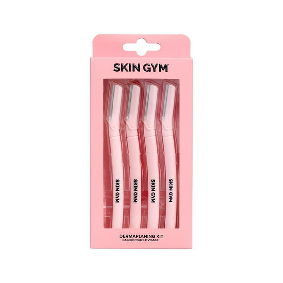 Skin Gym 4-Piece Dermaplaning Kit for Facial Exfoliating and Hair Removal, On-the-Go Hair Removal for Smooth, Refreshed Skin