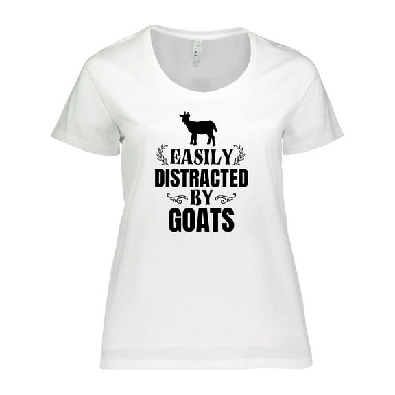 Inktastic Easily Distracted by Goats Women's Plus Size T-Shirt