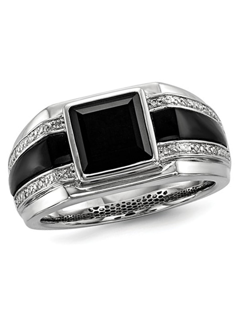 All Black Square Fully Iced Lab Made Onyx Mens Ring 