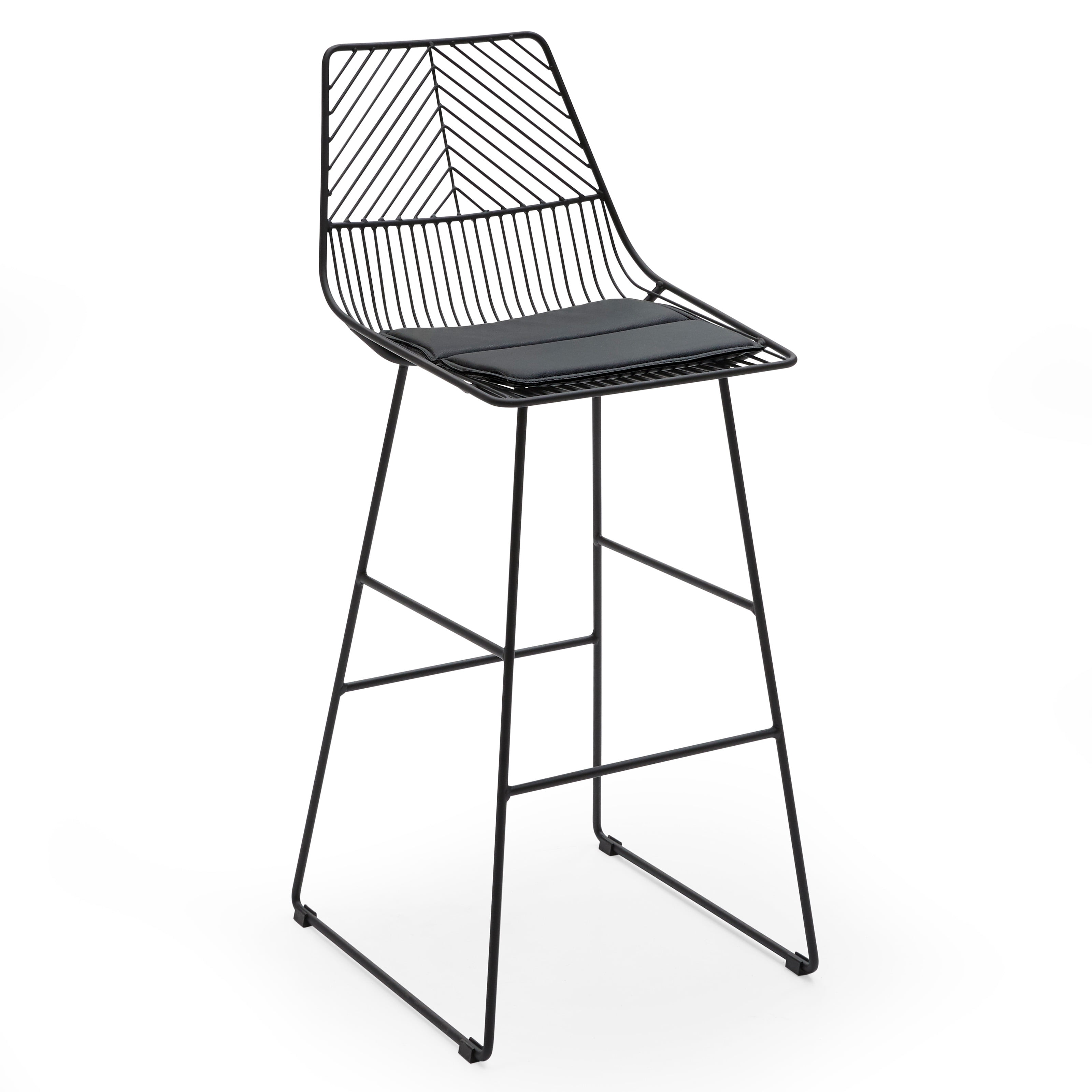MoDRN Scandinavian Metal Bar Stool with Cushion