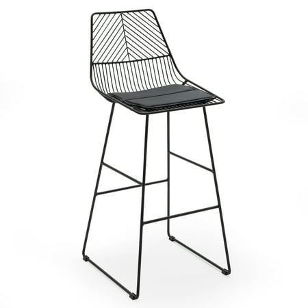 MoDRN Scandinavian Metal Bar Stool with Cushion