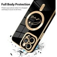 thumbnail image 4 of for iPhone 12 Pro Max Case [Support for Magsafe] Graphic Letter Love Pattern Magnetic Plating Screen Protector Luxury Elegant Case Camera Protector Soft Shockproof Corner Back Cover -Black, 4 of 7