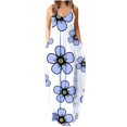 thumbnail image 1 of Vestido largo de playa ajustado con estampado Floral a rayas sin mangas con cuello en V y cintura media a la moda para mujer Pompotops  ghjkhdj7171, 1 of 5