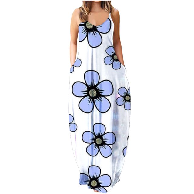 Vestido largo de playa ajustado con estampado Floral a rayas sin mangas con cuello en V y cintura media a la moda para mujer Pompotops ghjkhdj7171