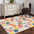 thumbnail image 4 of Summer Ocean Washable Area Rugs 4'x6', Watercolor Red Yellow Coral Low Pile Throw Living Room Rug Non-Slip Sturdy Edge Binding Carpet for Indoor Entryway Bedside Kitchen, 4 of 9
