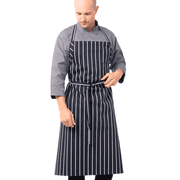 Chef Works Unisex English Chef Apron, Navy W/ Chalk Stripe, One Size