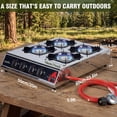 thumbnail image 3 of SIXDAY 4 Burner Propane Gas Stove, 40,000 BTU Portable Outdoor Cooktop with Stainless Steel Surface, Enamel Pan Supports, Electronic Ignition, Regulator & Hose for Camping, BBQ & Outdoor Cooking, 3 of 6
