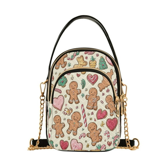 Women's Crossbody Handbag Shoulder Handbag 5.91x3.15x8.27 Inch Bank Card Bag Cash Bag Key Bag Yellow Gingerbread Man