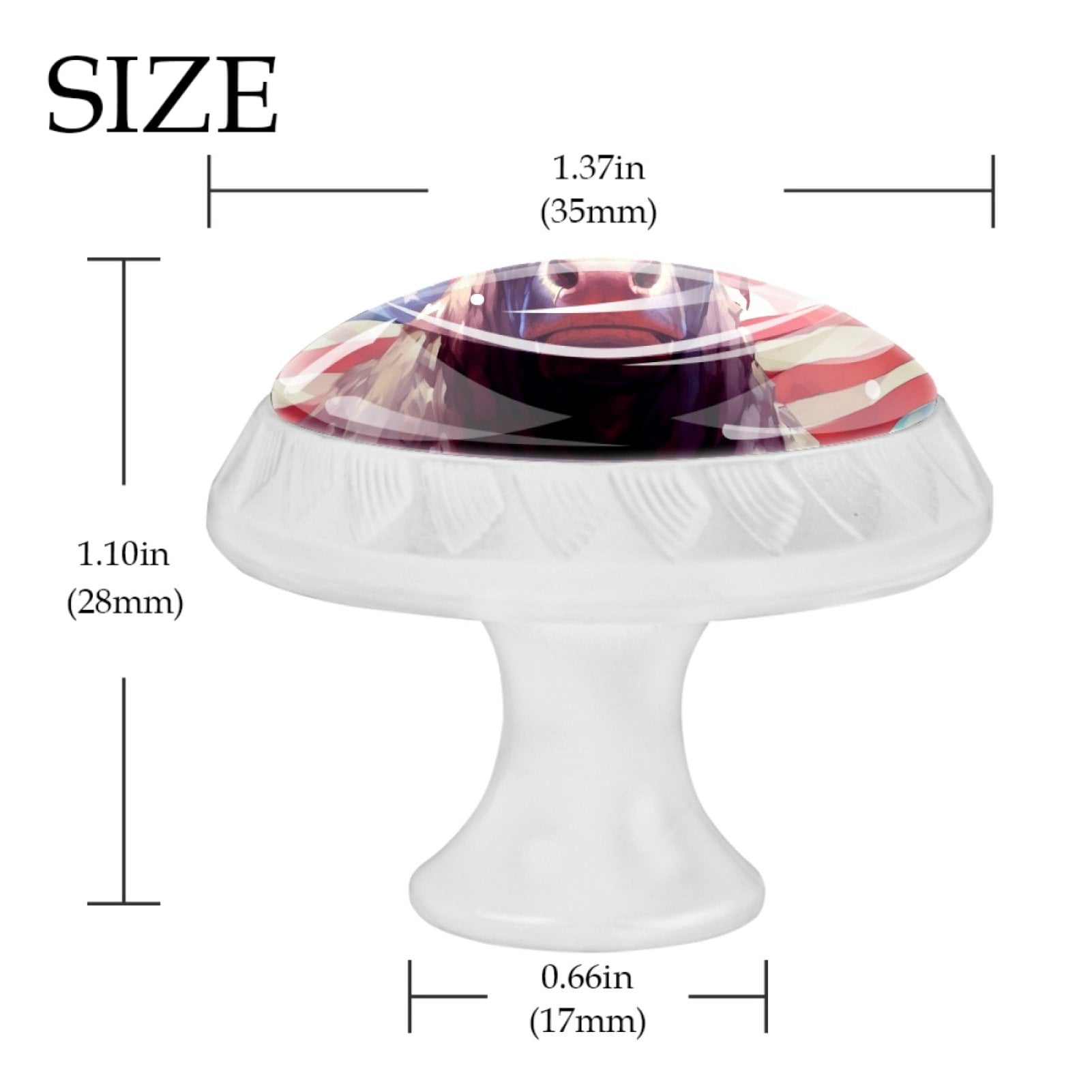 4 Pcs Cow American Flag Knobs for Kitchen Cabinet Cupboard Dresser Bookcase Drawer Pulls Handles Round Home Decor