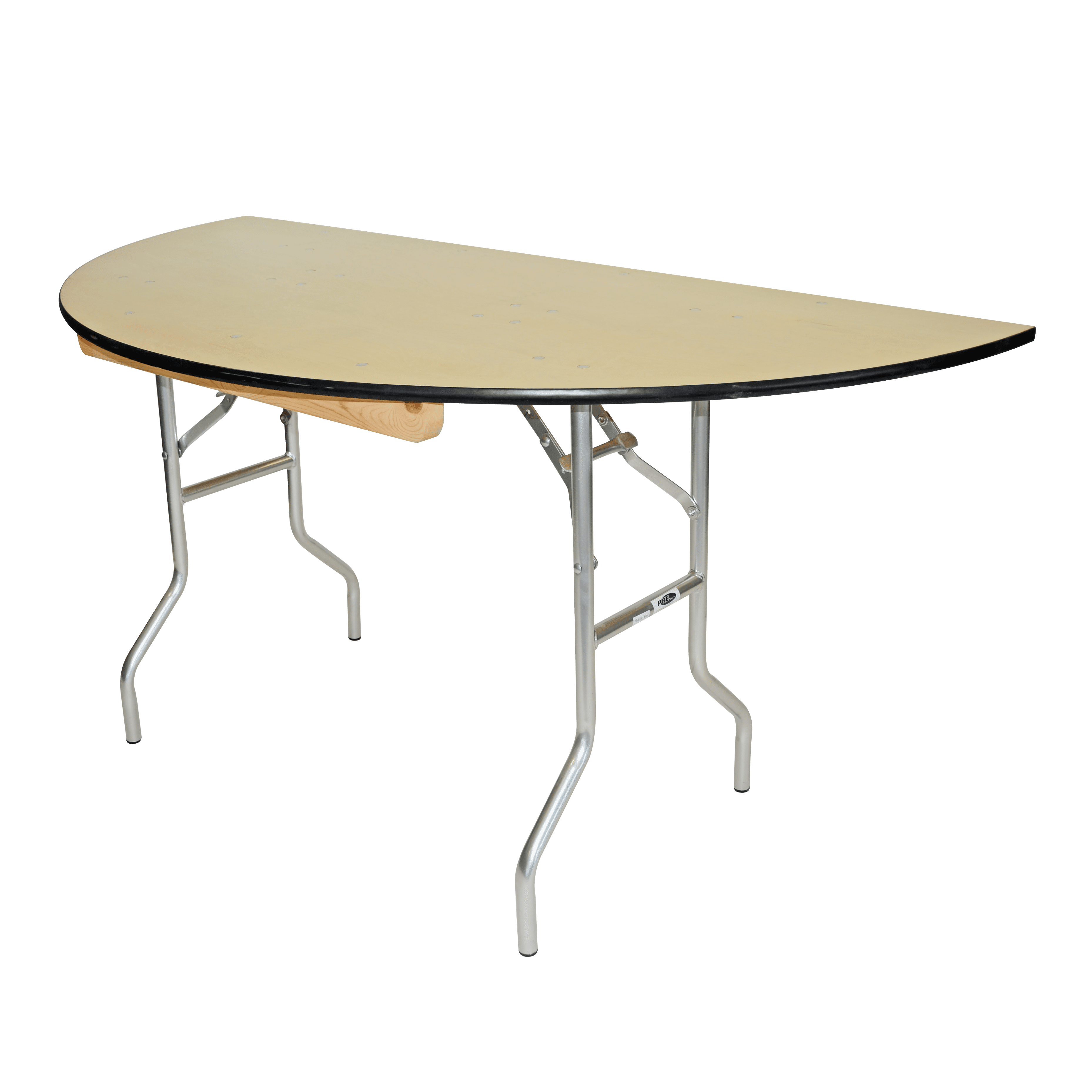 60 inch WFT Series Birch Wood Half Round Folding Table - Rubber Edge