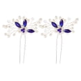 thumbnail image 1 of 2 Pcs Épingle à Cheveux Bleue en Strass Épingle en Forme de U Coiffe de Mariée Accessoire pour Cheveux, 1 of 8