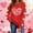 Red, variant on Itsame Long Sleeve Heart T-Shirts Women's Valentine's Sweatshirt Loose Crew Neck Tops Beige Size XL