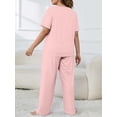 thumbnail image 2 of Musefolio Women's Pajama Sets Summer Short Sleeve Round Neck Comfort Fit Solid with Print Casual Sleepwear 1X-5X, 2 of 9