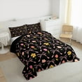 thumbnail image 4 of Manfei Black Pink Bowknot Queen Comforter Set for Teens, Rustic Farmhouse Floral Bedding Sets, Kawaii Cartoon Reversible Bedding Comforter Set, Super Cozy Room Decor, 3 Pieces, 4 of 9