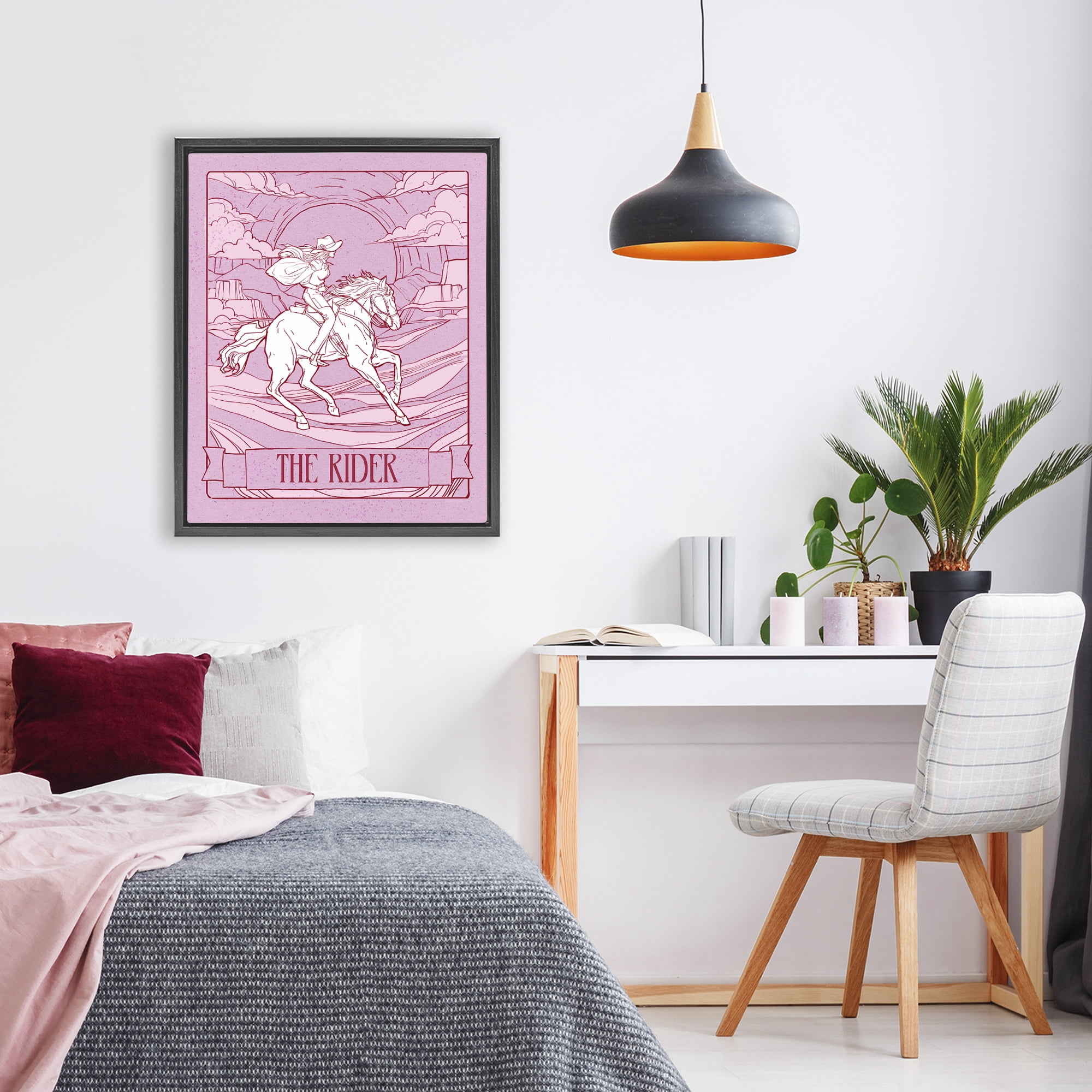 Stupell Industries Cowgirl Rider Tarot Card Black Framed Floater Canvas Wall Art, design by Ziwei Li