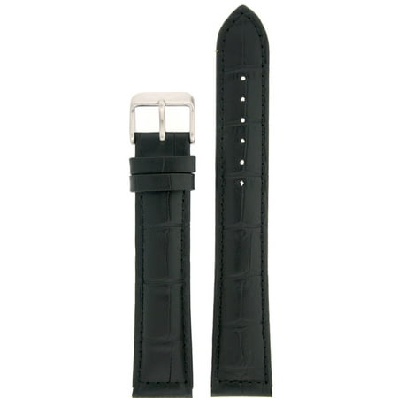 Black Alligator Leather Band - Watch Band XXL Long Genuine Leather Black Alligator Grain 18mm