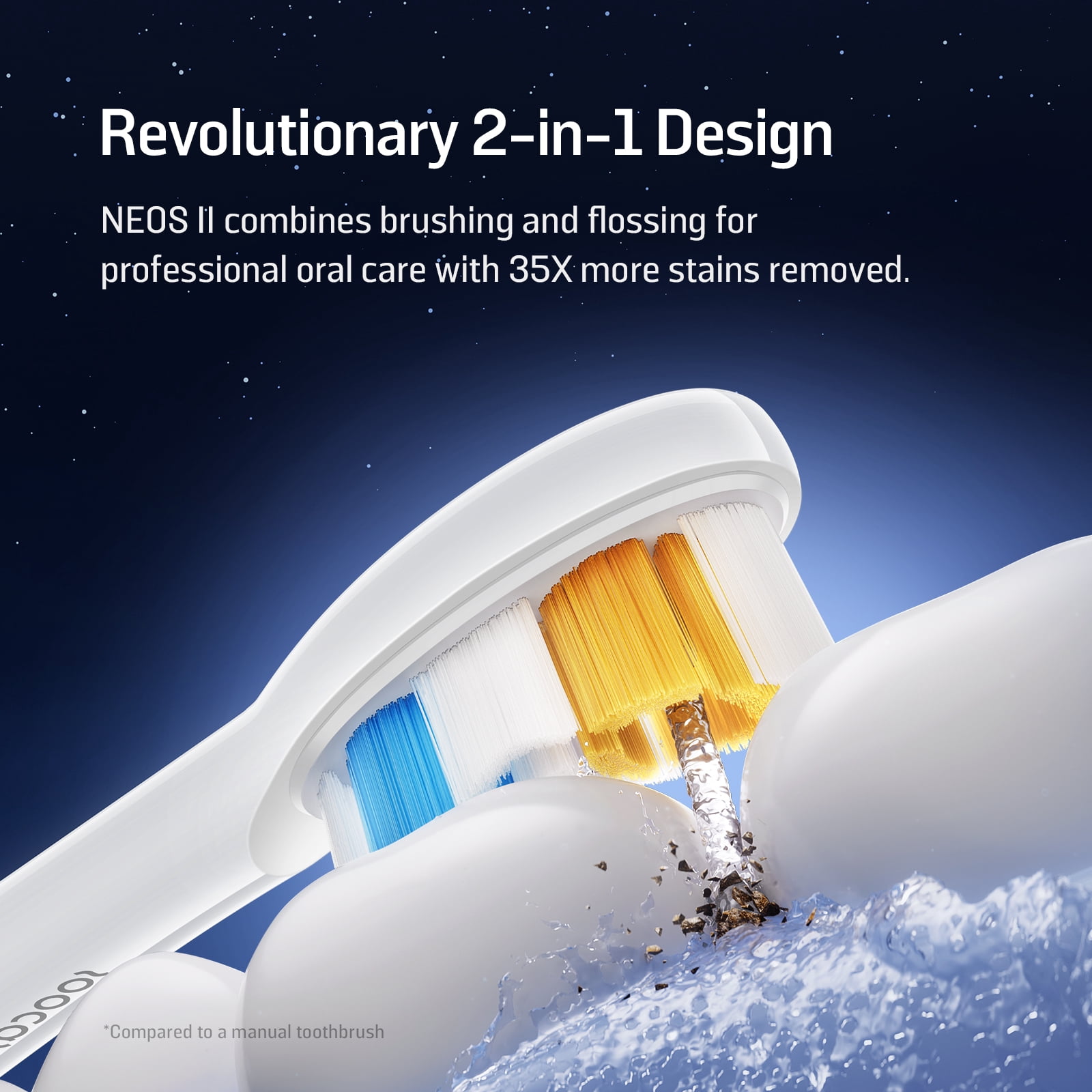 Soocas NEOS II - Electric Toothbrush with Water Flosser, Cordless Water Flosser for Travel, 100% Plaque Removal, Pearl White