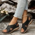 thumbnail image 5 of YgkuHd Women's Casual Wedge Sandals with Arch Support Thick Cushioned Footbed Adjustable Ankle Strap Peep Toe Black,8.5, 5 of 9