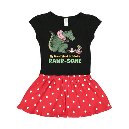 

Inktastic My Great Aunt Is Totally Rawr-Some Tea Rex Party Gift Toddler Girl Dress