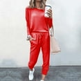thumbnail image 2 of JGGSPWM 2 Piece Sweatsuits for Women Casual Active Wear Outfit Jogger Set Fall Fashion 2024 Matching Pajama Pjs Lounge Wear Red XXL, 2 of 5