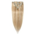 thumbnail image 1 of Extensions de Cheveux Humains Remy 100 % à Clip, Cheveux Humains Lisses et Soyeux, 7 Pcs, 15 clips, 1 of 6