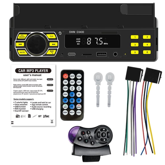 Kenally Radio de coche 1 Din Reproductor de MP3 Posicionamiento multifunción A2DP Tipo C TF Remoto Universal Sistemas de audio Sintonizador Combinaciones de reproductor de DVD/TV para coche
