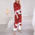 thumbnail image 2 of KLL Red Maple Leaf Print Women's Long Sleeve Pajamas with Pants Sleepwear Loungewear 2 Set-Large, 2 of 8