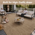 thumbnail image 2 of SIXHOME Outdoor Rugs 9'x12' Patio Rug Modern Indoor Outdoor Rugs Polypropylene Washable Non Shedding, Easy Clean, Waterproof, Durable Outdoor Carpet for Porch Balcony Deck Neutral Brown, 2 of 8