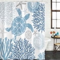 thumbnail image 3 of Navy Blue Coastal Turtle Waterproof Fabric Shower Curtain,Ocean Coral Nautical Waterproof Fabric Shower Curtain for Bathroom Curtains Bathtubs Hotel Shower Curtains with 12 Hooks Long 72x78in, 3 of 8