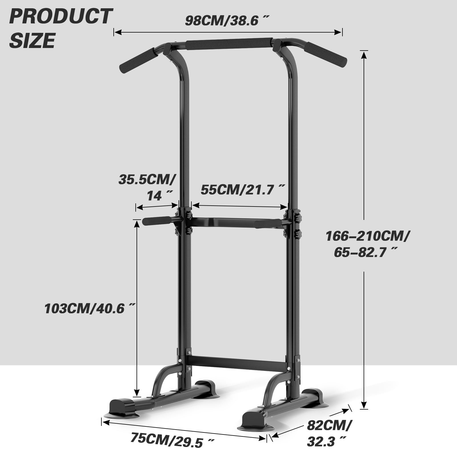 SogesPower Adjustable 83"H Pull up Bar Power Tower Multifunctional Fitness Station for Home