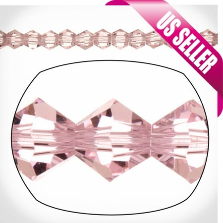 Strings Of Crystals Pink Bicone Crystal Beads 3mm, 16-Facet Surface Cutted Crystals Sold per pkg of 135cnt per strings ()