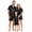 Style1:Black, variant on Family Matching Pajamas Set 100% Cotton Contrast Trim Short Sleeve Lapel Tops and Shorts Satin Sleepwear