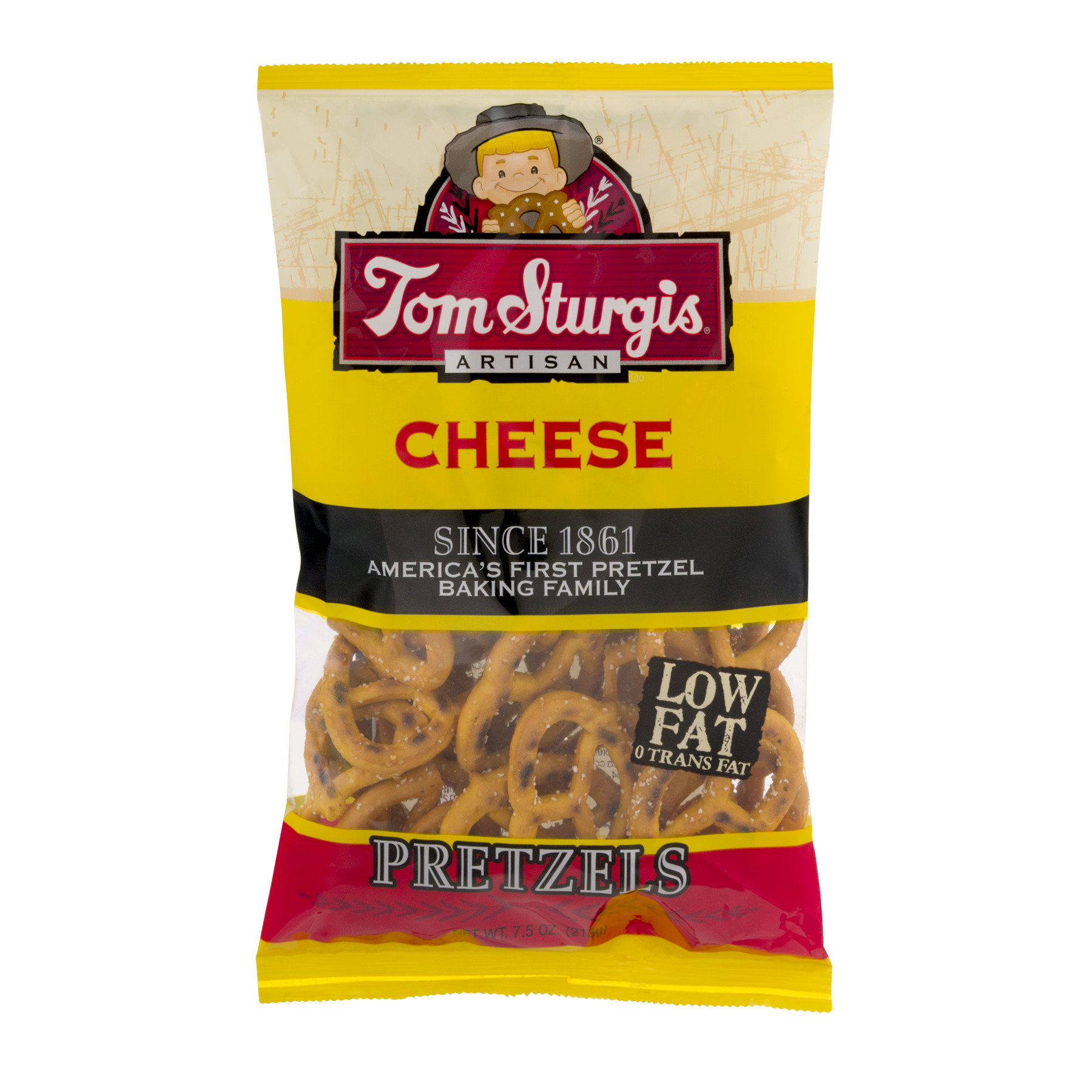 Tom Sturgis LowFat Cheese Flavored Pretzels, 7.5 Oz.