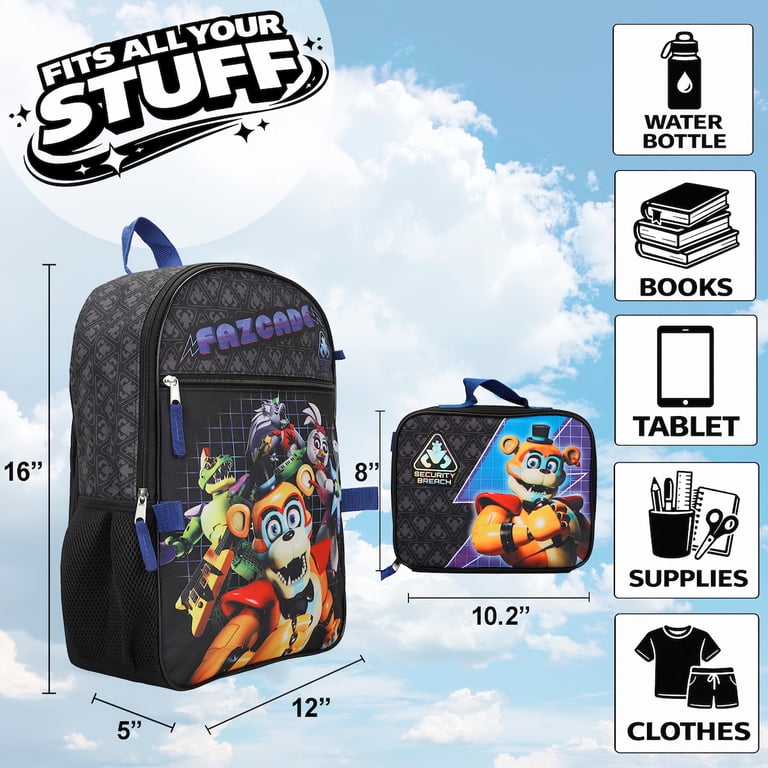 Five Nights At Freddy's Fazcade Youth Backpack with Lunch Box 5