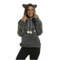 thumbnail image 4 of Womens Fleece Pet Cat Pouch Hoodies Carrier Holder Hooded Sweatshirt Warm Fuzzy Sherpa Pullover Comfy Long Sleeve Hoodie Tops with Big Pockets, 4 of 8