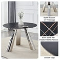 thumbnail image 3 of Dining Tables 42" Luxury Sintered Stone Table: 0.45" Durable Top + 6" Steel Legs,350lb Capacity, Stain/Heat-Resistant Black Veined Surface - Modern Minimalist DesignW1512S00111,Modern Dining Tables, 3 of 21