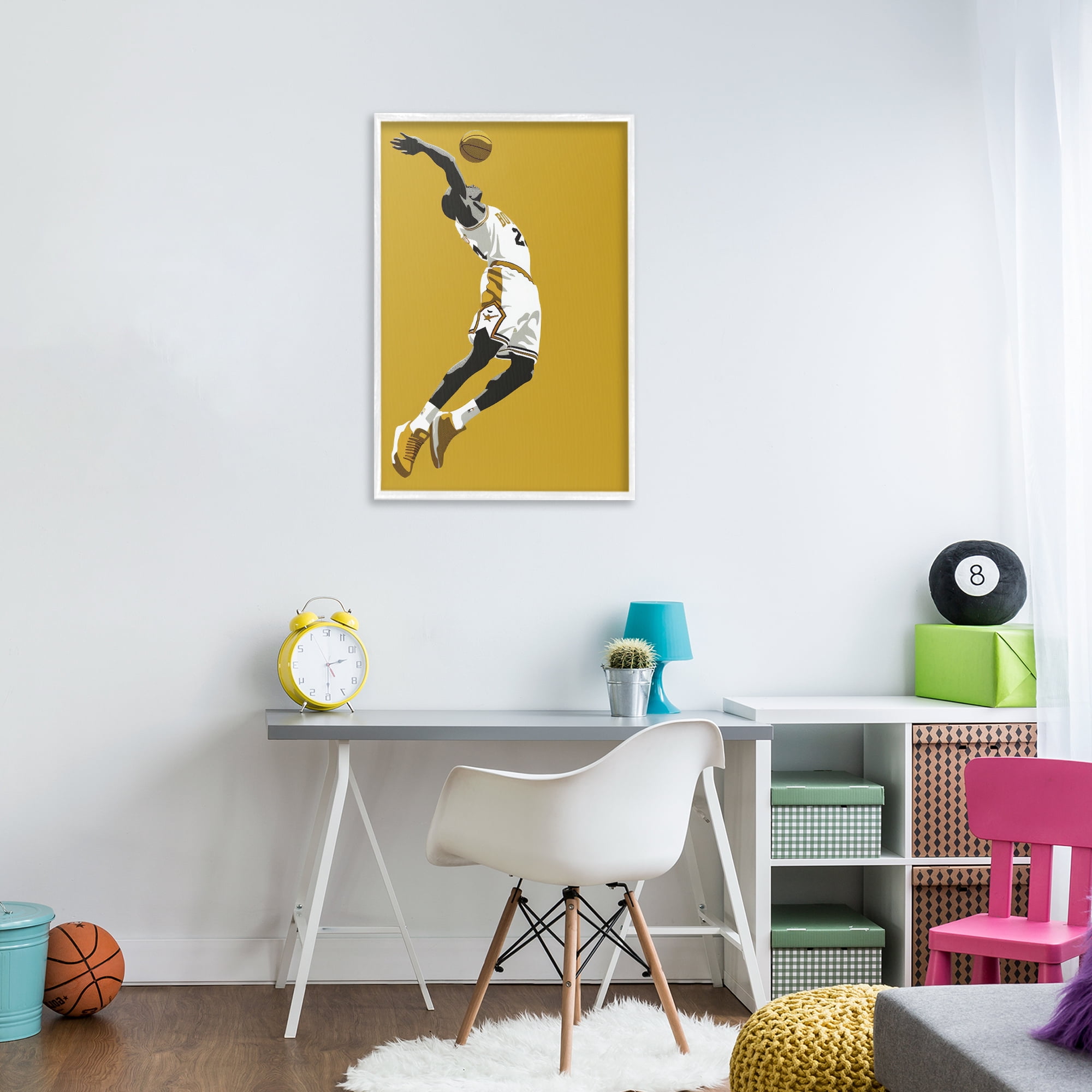 Stupell Industries Iconic Basketball Dunk White Framed Giclee Art, design by Ray Powers