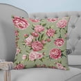 thumbnail image 4 of 14x14 Pillow Covers Set of 2, Flowers Vintage Throw Pillow Covers Decorative Couch Cushion Case, Green Leaves Pastoral Floral Country Microfiber Square Pillowcases for Bedroom Car Living Room, 4 of 7