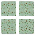 thumbnail image 1 of Christmas Coaster Set of 4, Pattern of Different Christmas Treesnd Holiday Themed Snowflake Background, Square Hardboard Gloss Coasters, Standard Size, Multicolor, by Ambesonne, 1 of 2