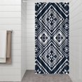thumbnail image 3 of Small Stall Narrow Shower Curtain 36"W x 72"L – Tropical Bohemian Leaves, Mid-Century Abstract Boho Botanical Bathroom Decor, Vintage Floral Palm Leaf Pattern, Rustic Tribal Folk Style, 3 of 5