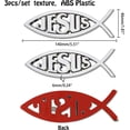 thumbnail image 5 of 3PCS Sliver Jesus Fish Decal Sticker 5.5x1.8in Plastic Christian Fish Sticker 3 Style Christian Cross Fish Emblem for Car Window Laptops Decoration, 5 of 9