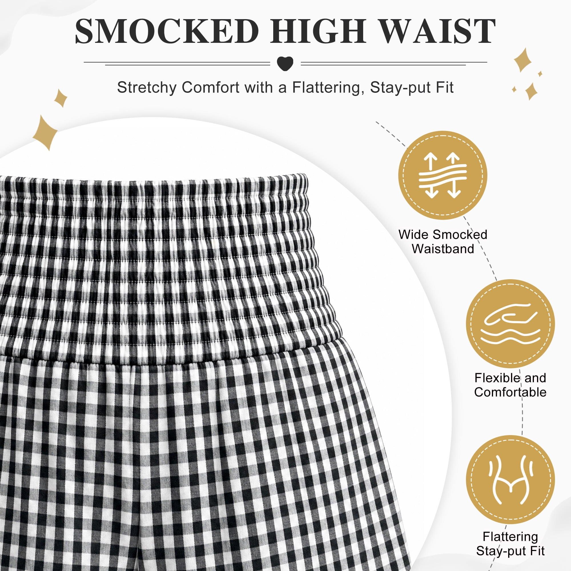 DAKIMOE Pajama Pants Women Palazzo Pants High Waisted Gingham Stripe Lounge Pants Wide Leg PJ Bottoms for Women Valentine's Day