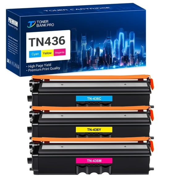Toner Bank 3-Pack Compatible Toner Replacement Cartridge for Brother TN-436C TN-436M TN-436Y HL-L8360CDW L8360CDWT L9310CDW MFC-L8900CDW L9570CD Printer Ink Cyan, Magenta, Yellow