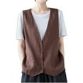 thumbnail image 2 of LOVZFMLL Vestes pour Femmes Mode Femmes Décontracté Cardigan Sans Manches Veste Col en V Ample Blouse en Coton et Lin Hauts, 2 of 4