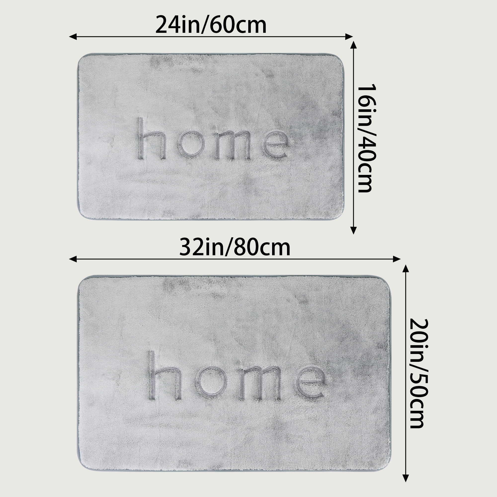 Unique Bargains Funny Letters Bath Rugs Non Slip Washable Bath Mats Grey 20" x 32"