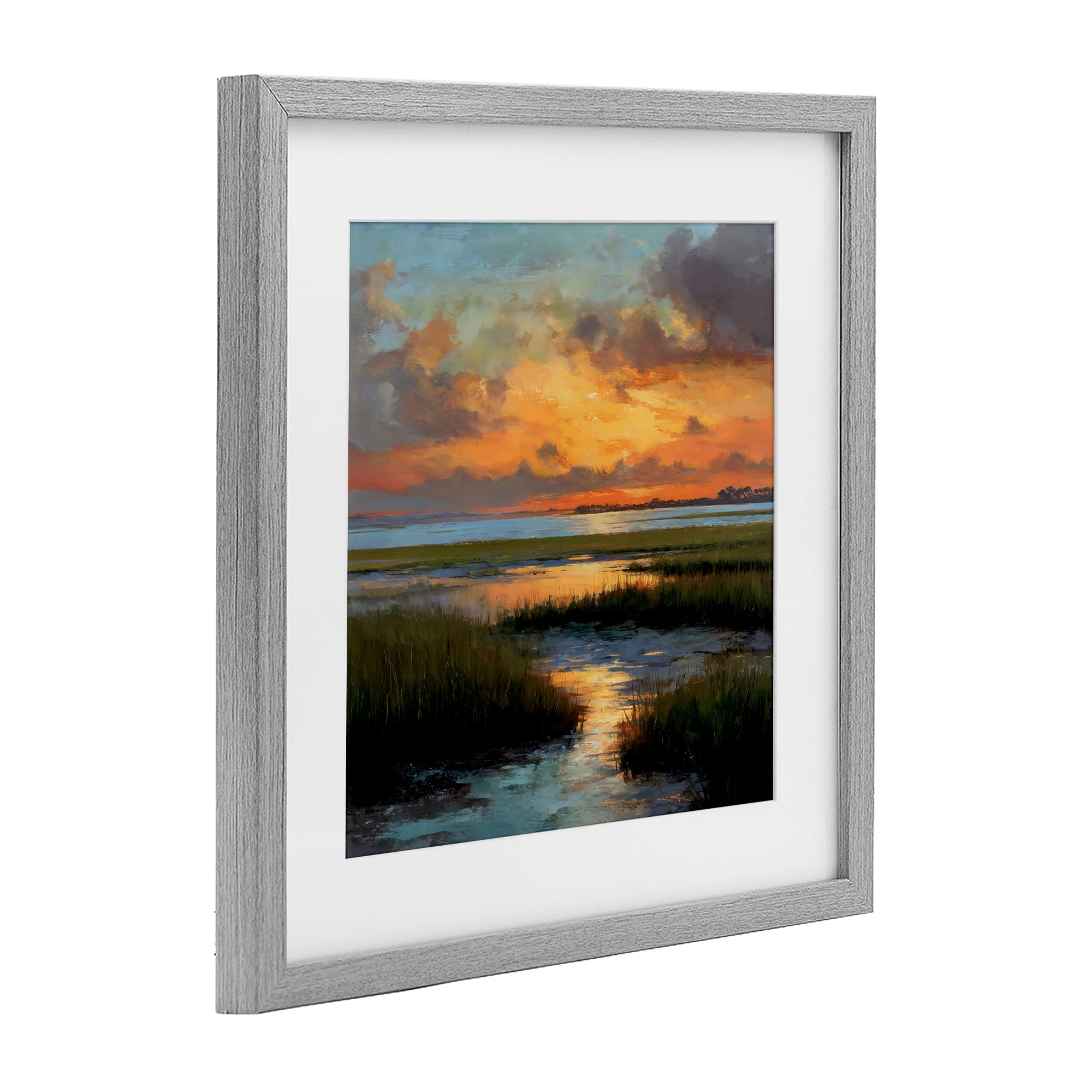 Stupell Industries Evening Marshland Glow Gray Framed Print Under Glass, design by Petal Prints Design